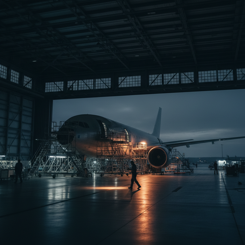 Aircraft maintenance hangar — technical fault context