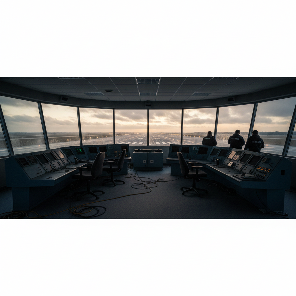 Empty air traffic control tower — controllers strike