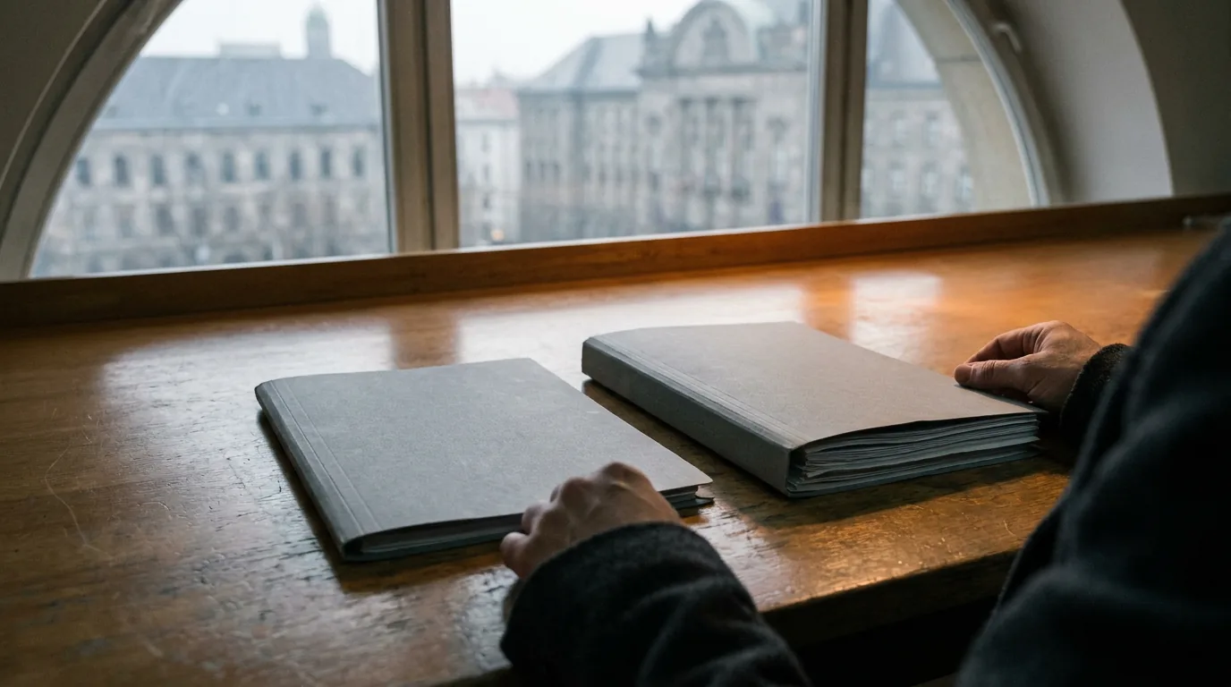 Dwie papierowe teczki obok siebie na biurku — Odszkodowanie za lot na własną rękę vs firma…