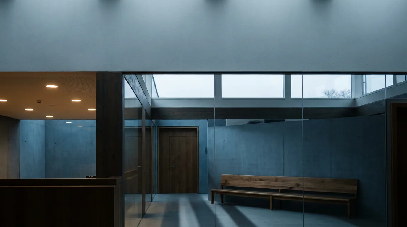 Empty hearing room of a European court — Flight Compensation in Court
