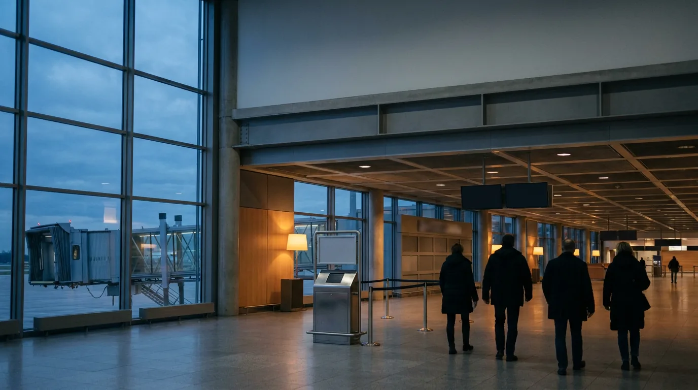 Empty departure hall during a strike — ATC Strike Compensation in Poland